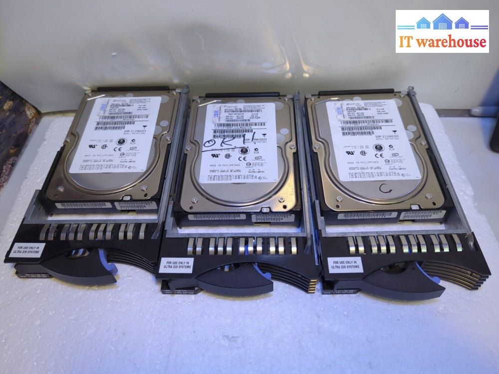 - 3X Ibm Fru 90P1309 26K5152 Scsi 10K Rpm 73Gb Hard Drive W/ Caddy 25R4100