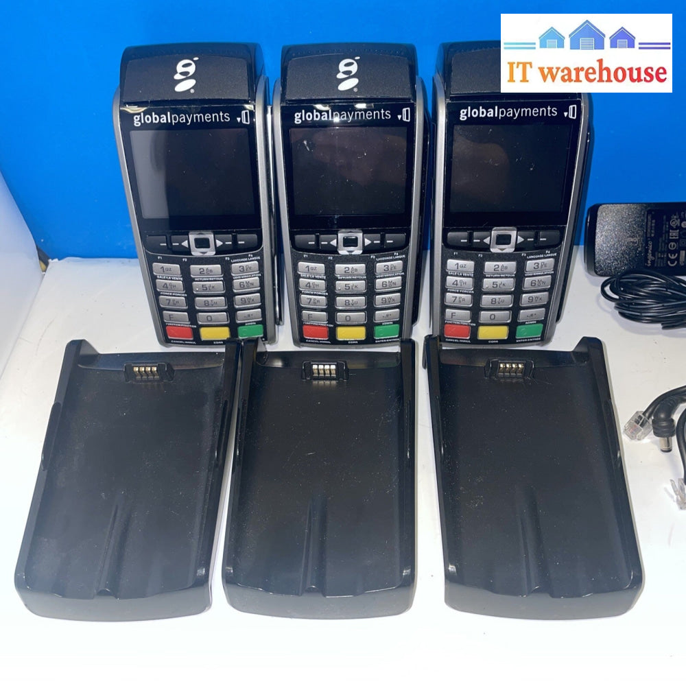 * 3x INGENICO iWL255 Credit Card Terminal With iWL200 Charging Station
