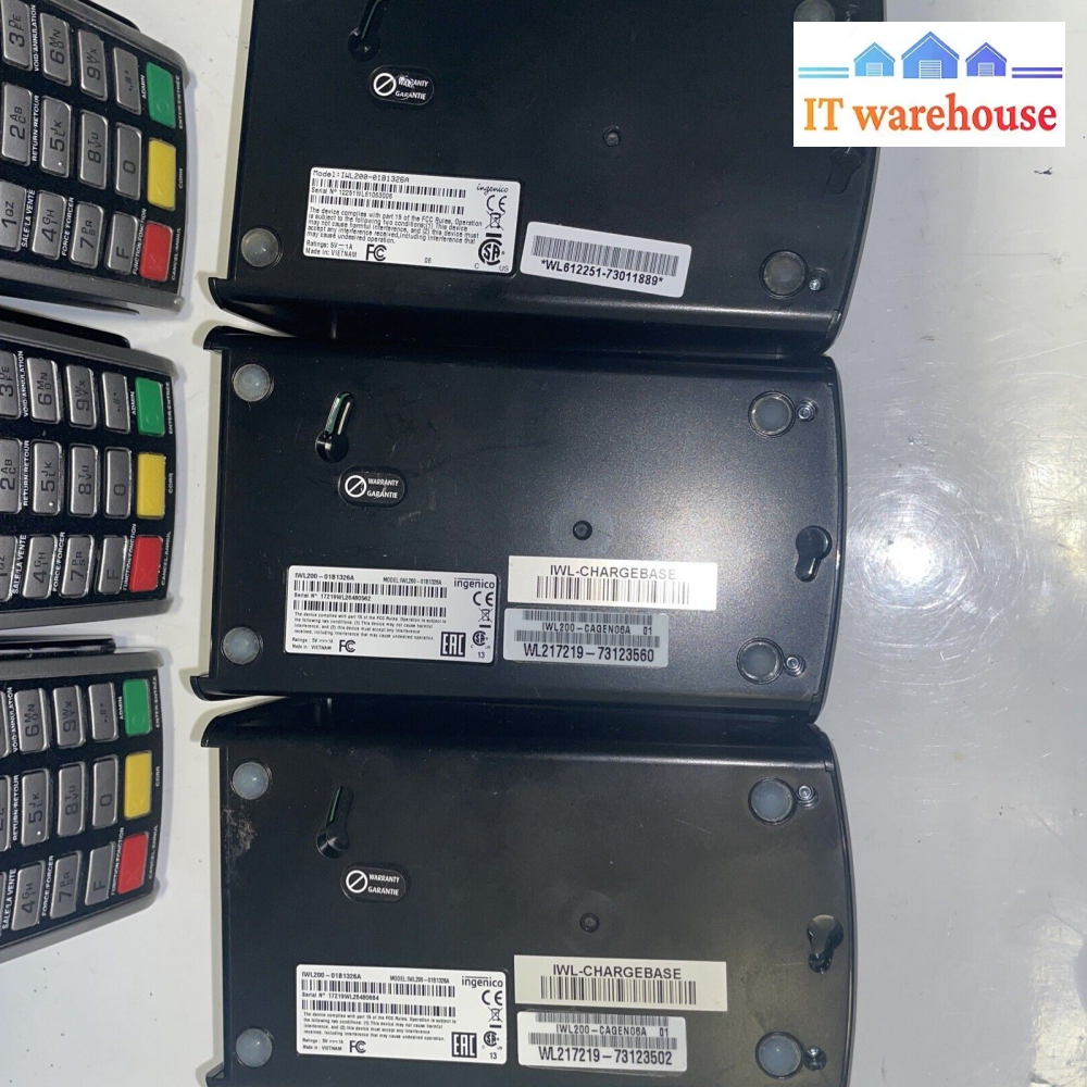* 3x INGENICO iWL255 Credit Card Terminal With iWL200 Charging Station