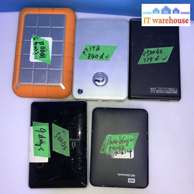 (3x) Mixed brands 500GB~1TB USB Portable External Hard Drive (with USB Cables)