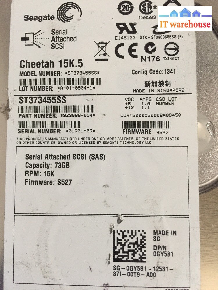 3x Seagate Cheetah 15K.5 73GB  3.5" SAS Server Hard Drive ST373455SS 0GY581 @