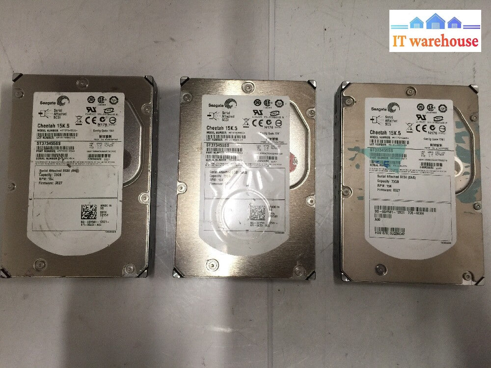 3x Seagate Cheetah 15K.5 73GB  3.5" SAS Server Hard Drive ST373455SS 0GY581 @