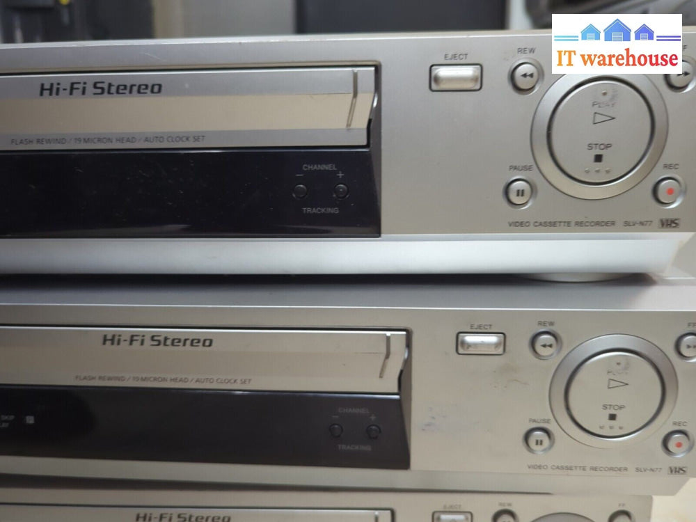 3x SONY SLV-N77 VCR HiFi STEREO VHS Player Tested (No Remote) -