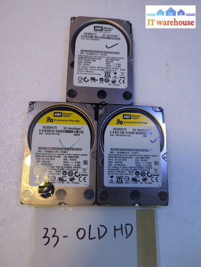- 3x WESTERN DIGITAL VELOCIRAPTOR 300GB 10K 2.5" SATA HDD - WD3000HLFS Tested 