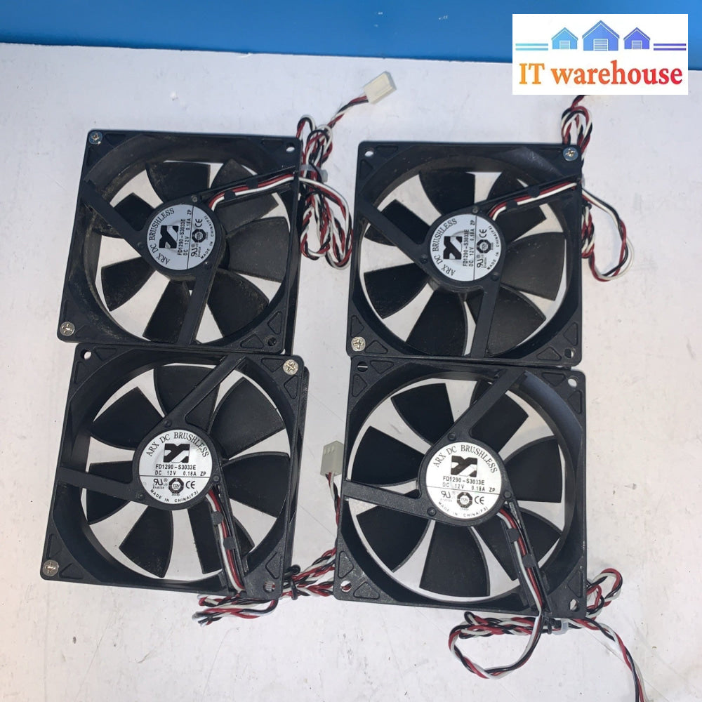(4) ARX 12VDC BRUSHLESS 3-PIN Cooling Case Fan FD1290-S3033E (9*9*2.5 cm)