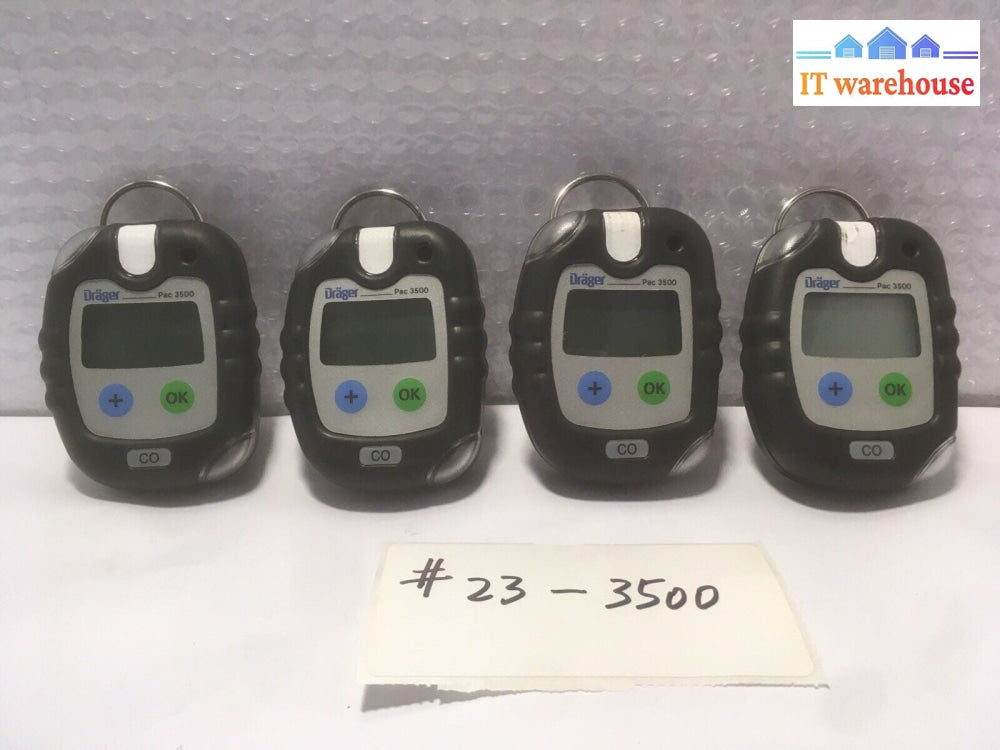 + 4 x DRAGER PAC 3500 CO GAS Detectors / MONITOR 4543995 AS IS 