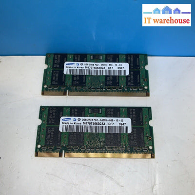 4GB = 2x 2GB SAMSUNG M470T5663QZ3-CF7 SODIMM DDR2 PC2-6400S 2GB Laptop Memory