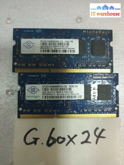 - 4GB (2x2GB) NANYA NT2GC64B88B0NS-CG  PC3-10600S  DDR3 Memory 