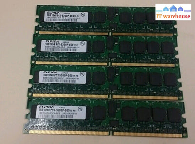 4GB 4x1GB Elpida EBE10AE8ACFA-6E-E 1GB 1RX8 PC2-5300P ECC Server Memory