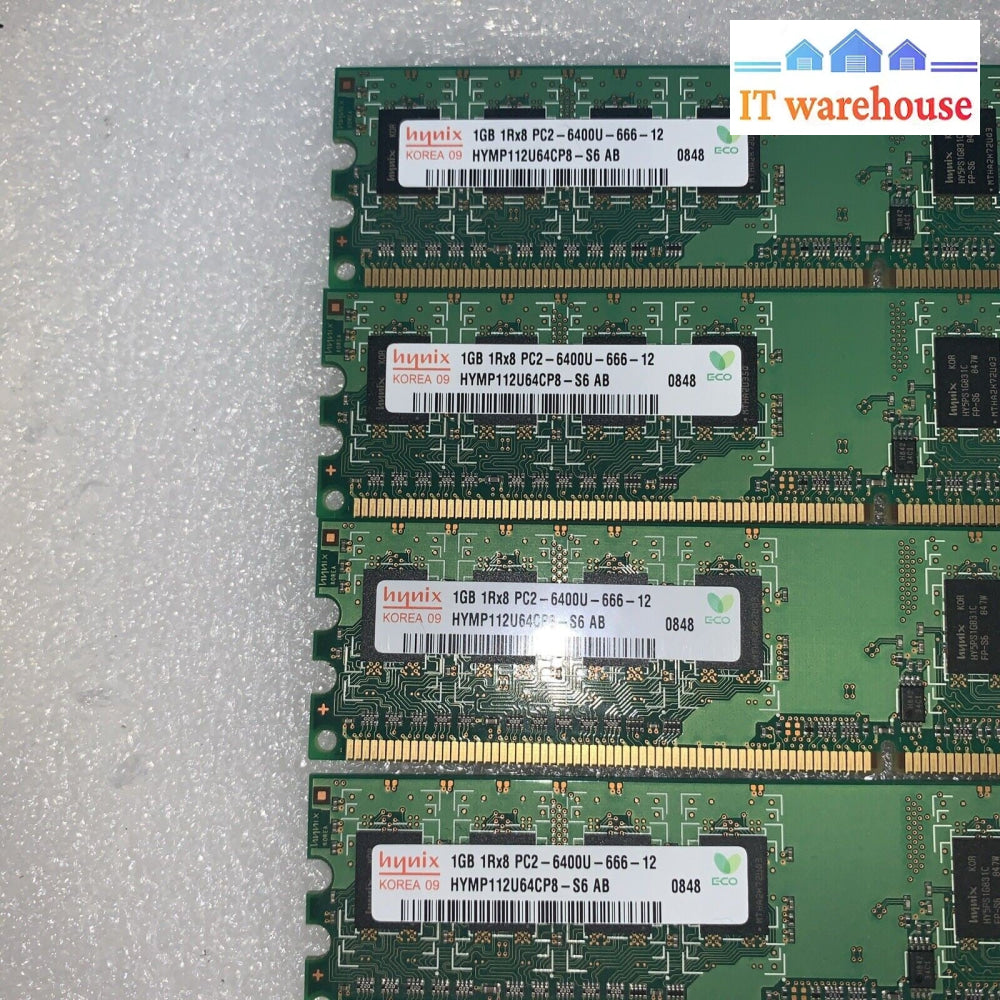 4GB (4X1GB) Hynix PC2-6400U HYMP112U64CP8 DDR2  Memory