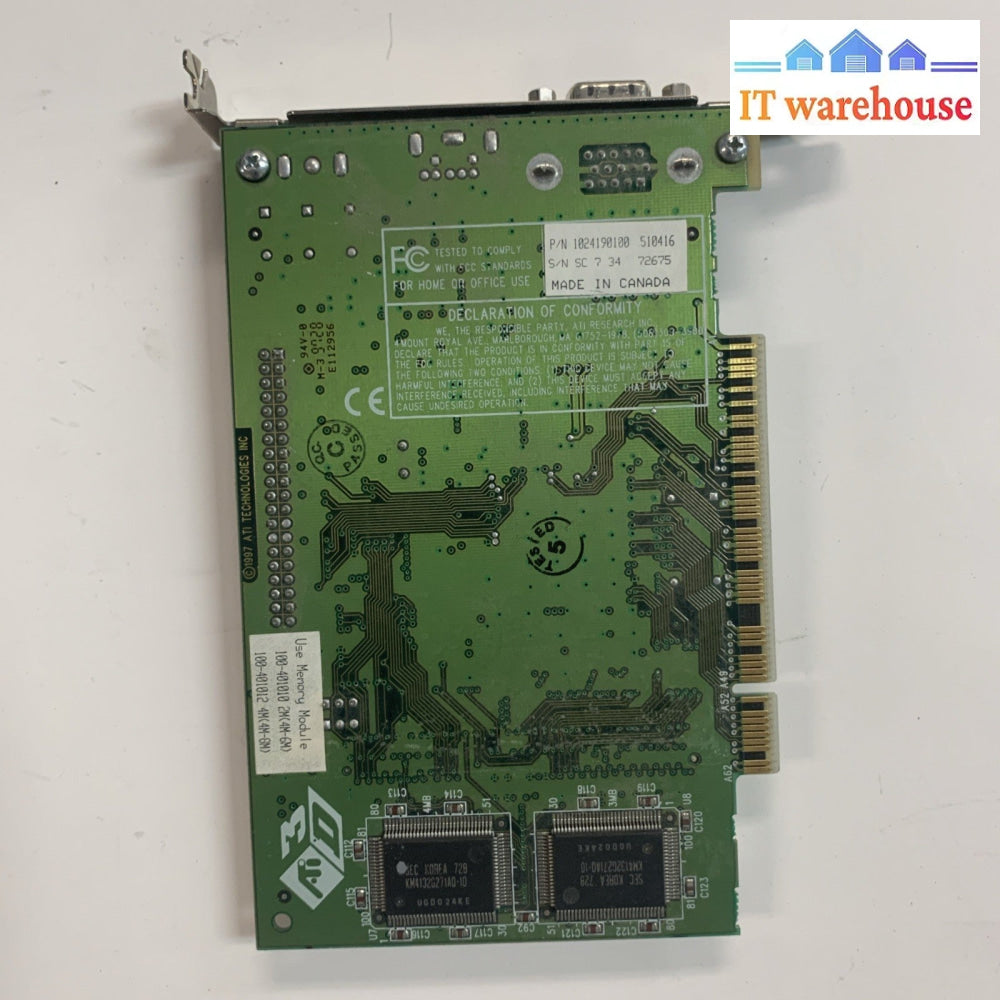 4MB ATi 109-41900-00 3D Rage Pro PCI VGA AGP Graphics Video Card
