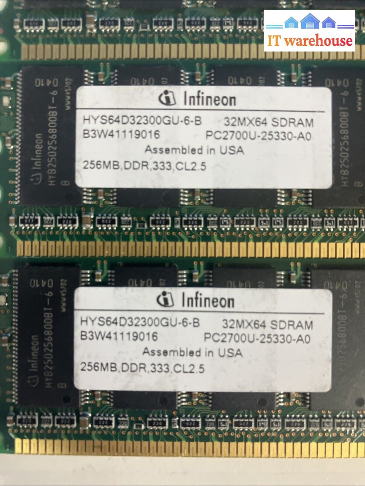 (4x 256MB) Infineon PC-2700U DDR-333 CL2.5 DIMM RAM HYS64D32300GU-6-B SDRAM ~