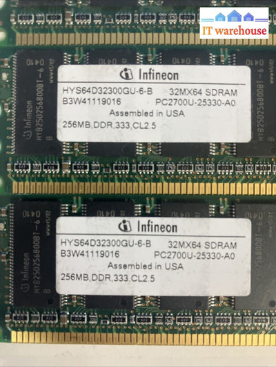 (4x 256MB) Infineon PC-2700U DDR-333 CL2.5 DIMM RAM HYS64D32300GU-6-B SDRAM ~