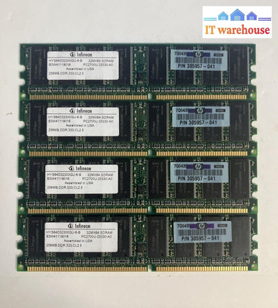 (4x 256MB) Infineon PC-2700U DDR-333 CL2.5 DIMM RAM HYS64D32300GU-6-B SDRAM ~