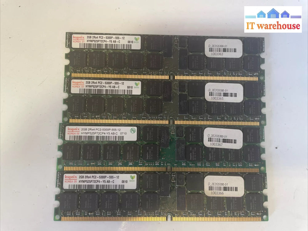 4x 2GB Hynix DDR2 667MHz PC2-5300P HYMP525P72CP4-Y5 [ECC Reg Server Ram]