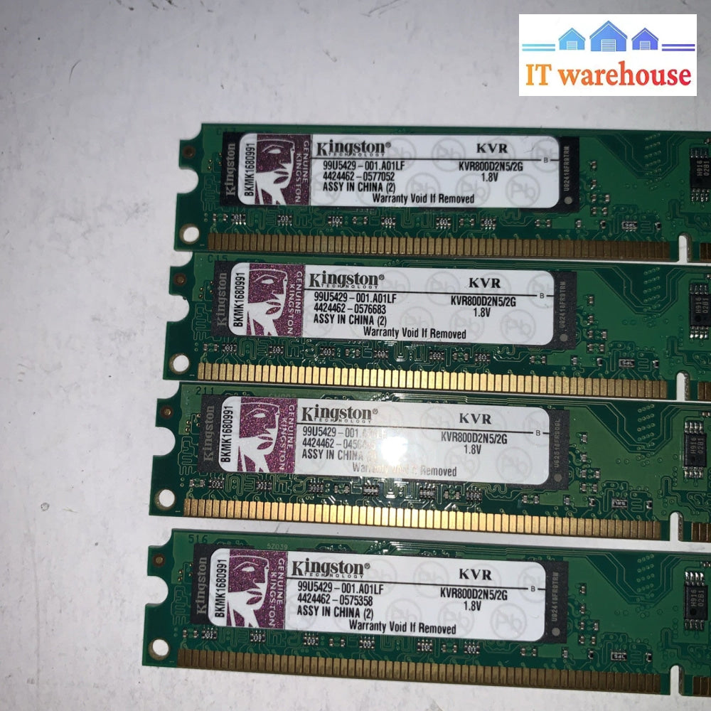 (4x 2GB) Kingston KVR800D2N5/2G PC2-6400 DDR2-800 1.8V Low Profile RAM 99U5429