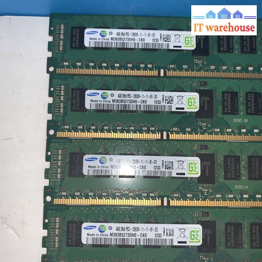 4x 4GB Samsung M393B5273DH0-CK0 2Rx8 PC3-12800R DDR3 1600 MHz REG ECC Server RAM