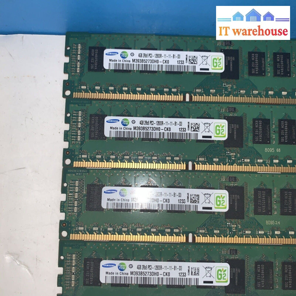 4x 4GB Samsung M393B5273DH0-CK0 2Rx8 PC3-12800R DDR3 1600 MHz REG ECC Server RAM