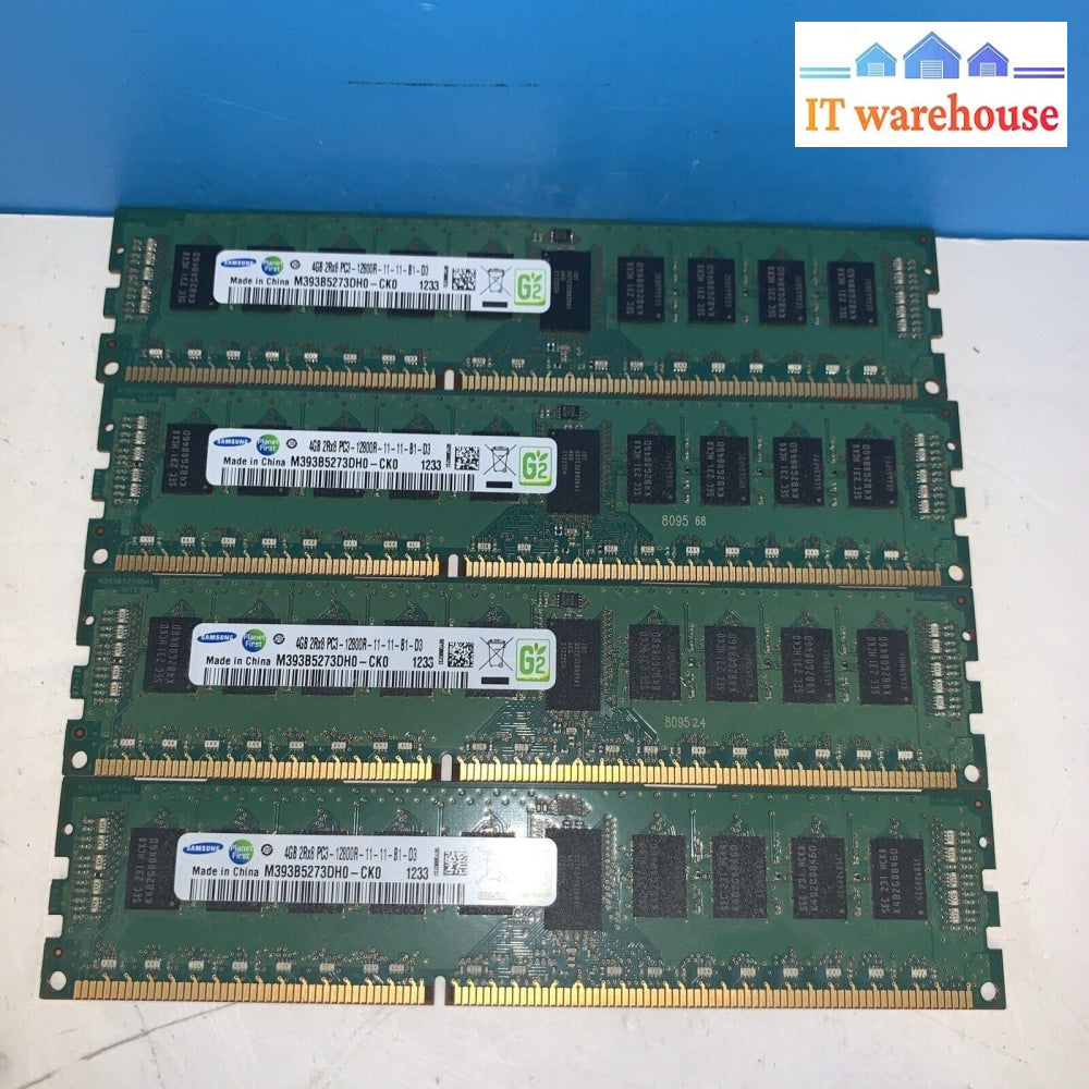 4x 4GB Samsung M393B5273DH0-CK0 2Rx8 PC3-12800R DDR3 1600 MHz REG ECC Server RAM
