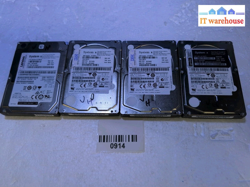 4x 81Y9670 IBM 00FN460 300GB 15K 6GBPS 2.5" SAS SERVER HDD Tested -
