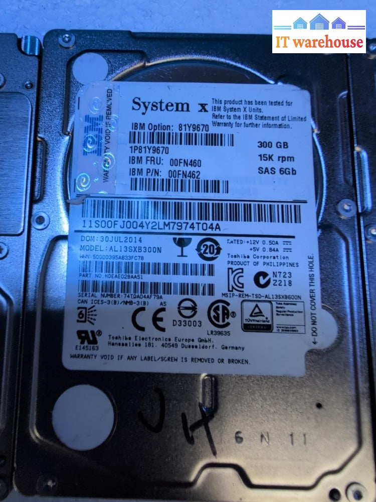 4x 81Y9670 IBM 00FN460 300GB 15K 6GBPS 2.5" SAS SERVER HDD Tested -