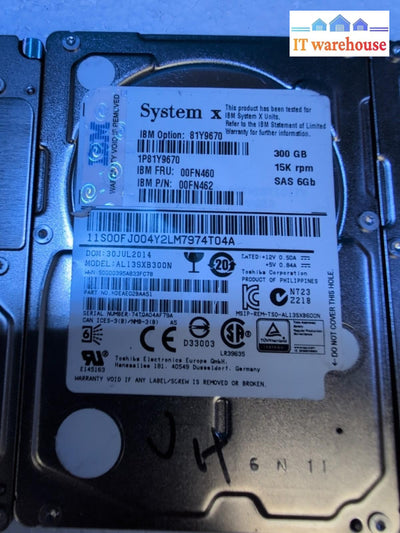 4x 81Y9670 IBM 00FN460 300GB 15K 6GBPS 2.5" SAS SERVER HDD Tested -