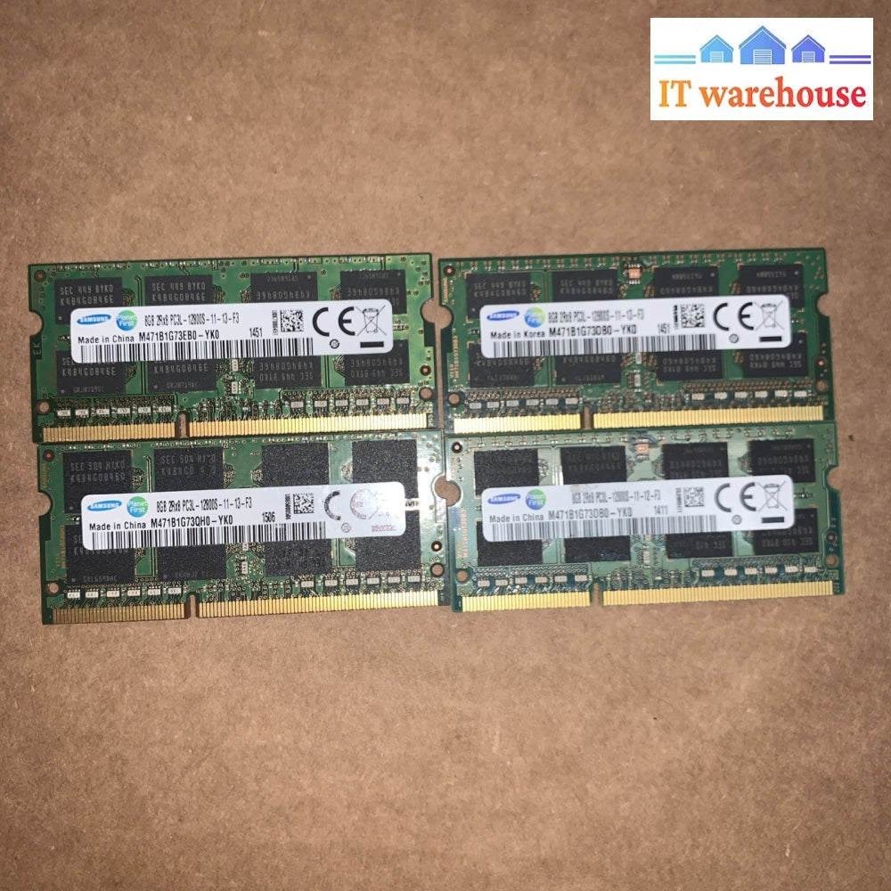 4x 8GB = 32GB Samsung DDR3L 1600MHz PC3L-12800S Laptop Memory RAM 2Rx8 1.35V