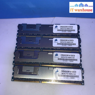 ( 4x)  Corsair 4GB DDR3 2RX4 PC3-10600R-9-10-E1 CMS4GX3M1A1333C9 Reg server Ram