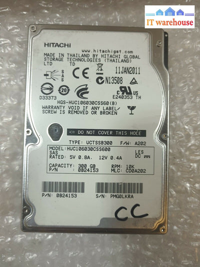 - 4X Hitachi Huc106030Css600 300Gb 10K 2.5’ Sas Hard Drive 0B24153 Tested