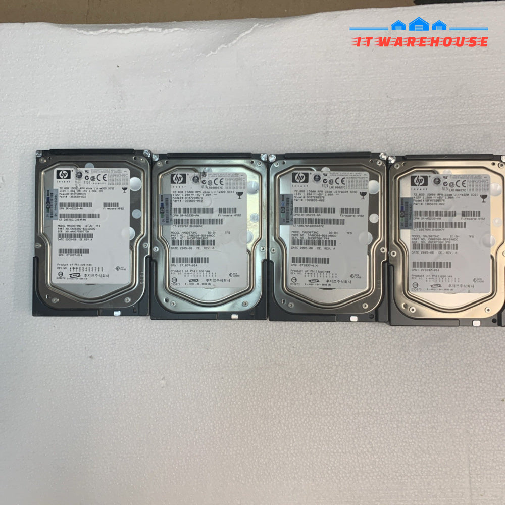 4x HP 72.8 GB 15K RPM wide ultra320 SCSI server hard drive +caddy