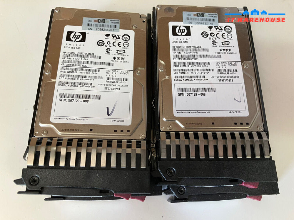 ~ 4x HP 72GB 15K SAS EH0072FAWJA ST973452SS Hard Disk Drive With Tray 512743