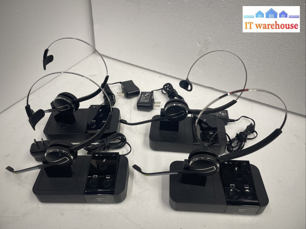 4X JABRA  9400BS Wireless Headset Charging Base+adapter+headset +