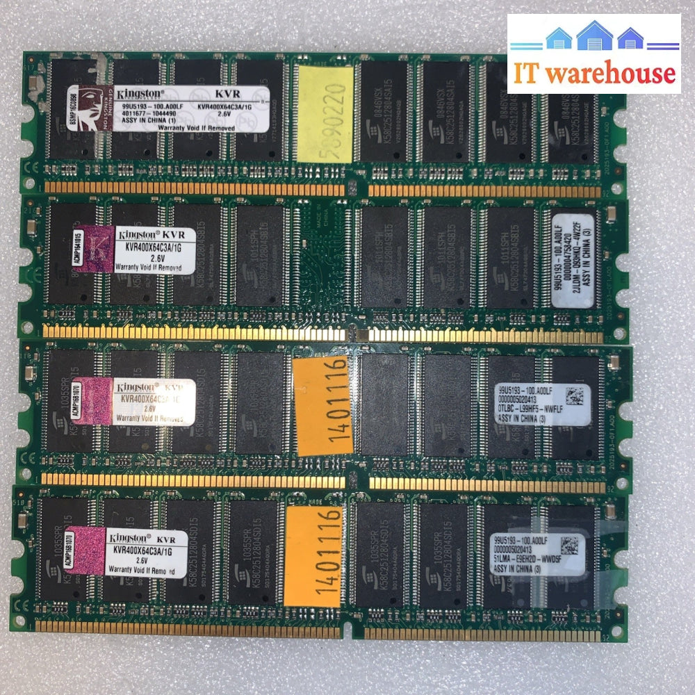 (4x)  Kingston KVR400X64C3A/1G 1Gb PC3200 400Mhz DDR1 Desktop Memory RAM