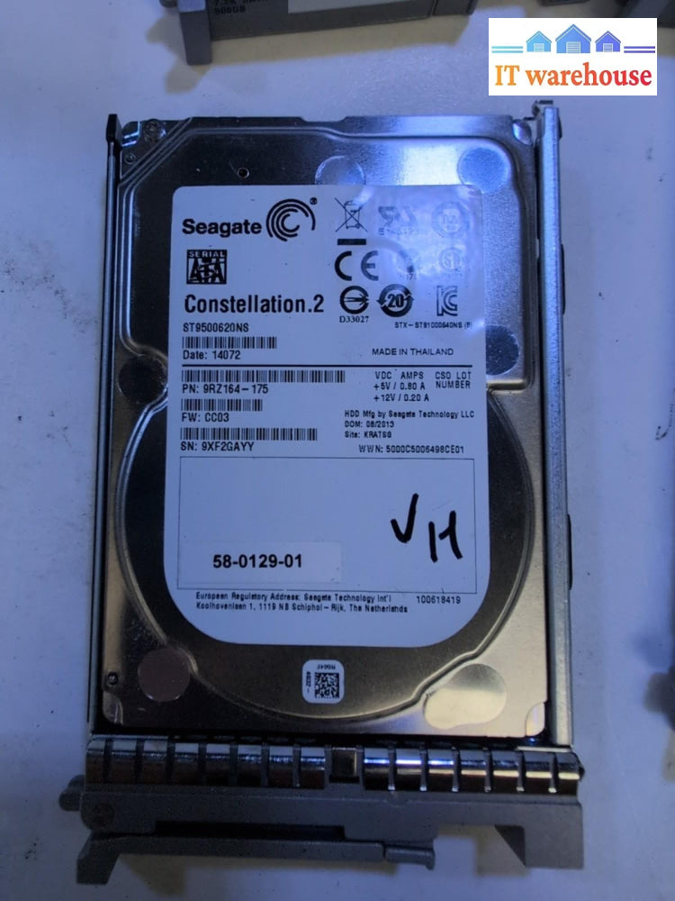 4x SEAGATE ST9500620NS 500 GB SATA 2.5" Server HDD W/Caddy A03-D500GC3 Tested -