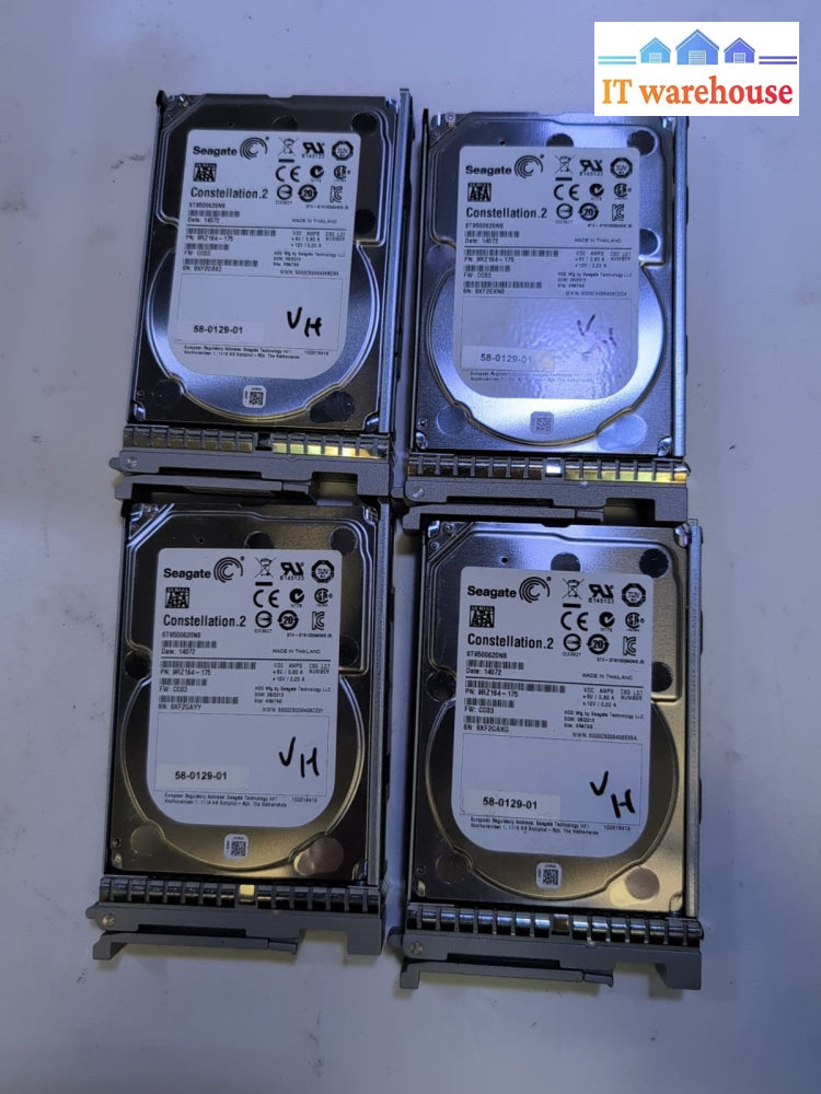 4x SEAGATE ST9500620NS 500 GB SATA 2.5" Server HDD W/Caddy A03-D500GC3 Tested -