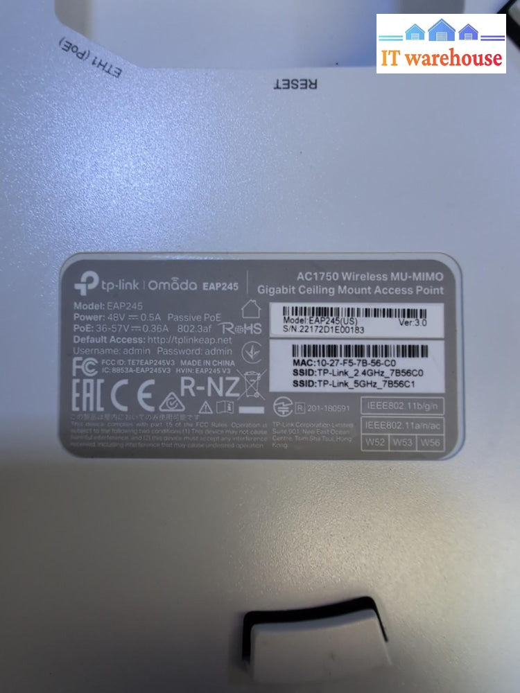 4x TP-Link EAP245 V3 | Omada AC1750 Gigabit Wireless Access Point (no mount)
