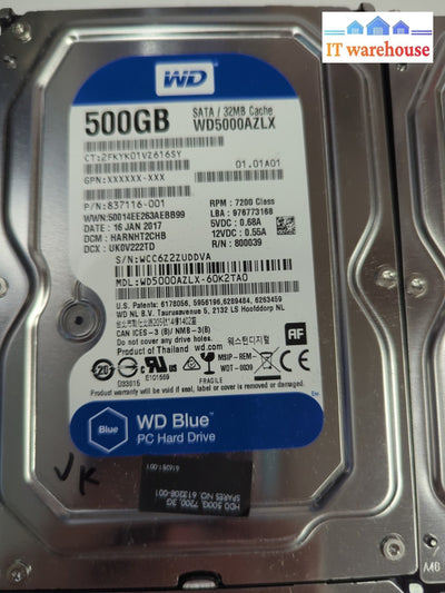 4x WD WD5000AZLX 500GB 3.5" SATA  Hard Drive (1000 days Lifetime Remaining) -