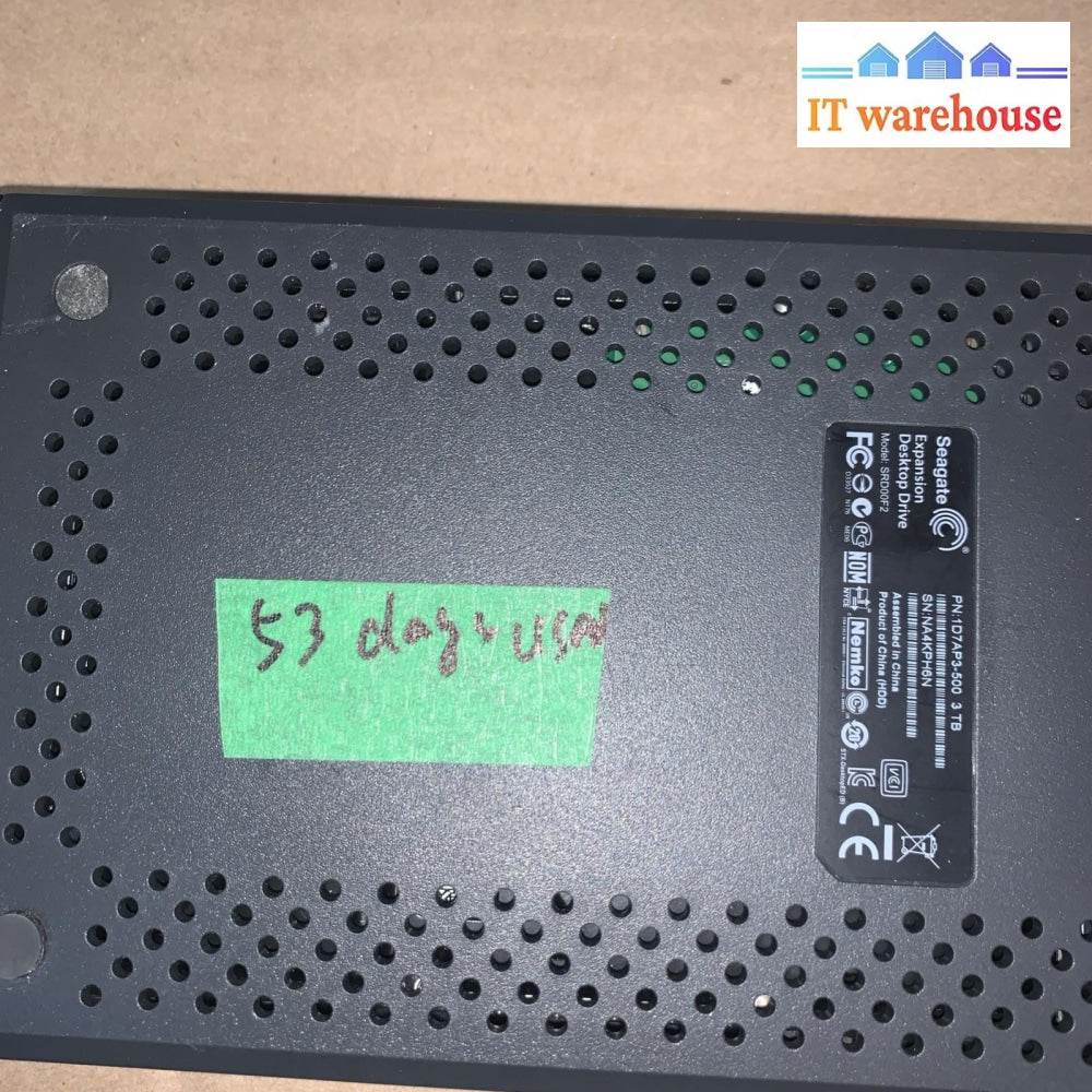 (53 days used only) Seagate 1D7AP4-500 4TB External USB Hard Drive Black
