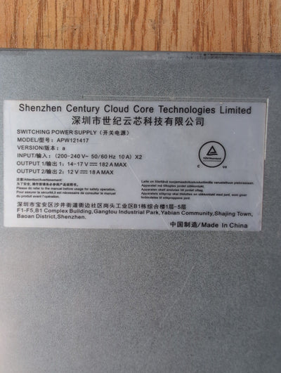🎸 Bitmain S1 APW121417 A PSU 200-240V Switching Power Supply ASIC Bitcoin Miner