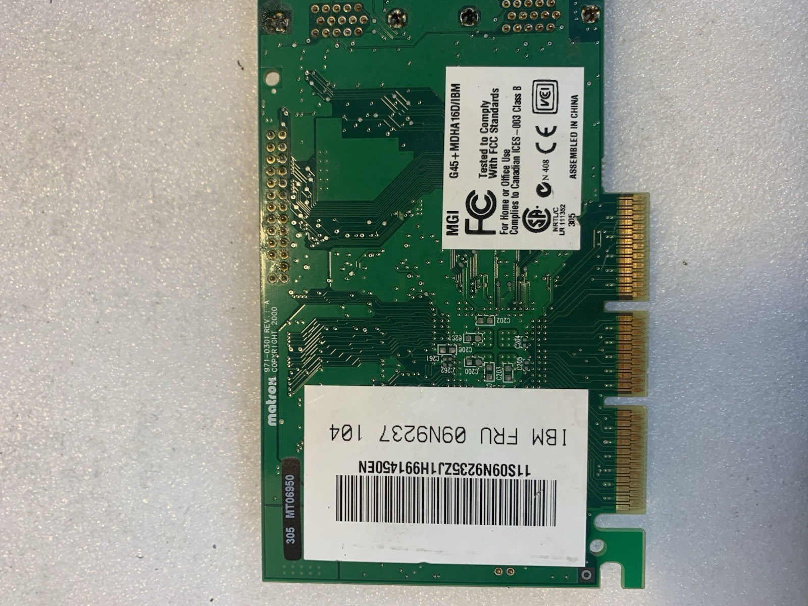 IBM FRU 09N237 Matrox G450 Dual VGA AGP video Graphics Card