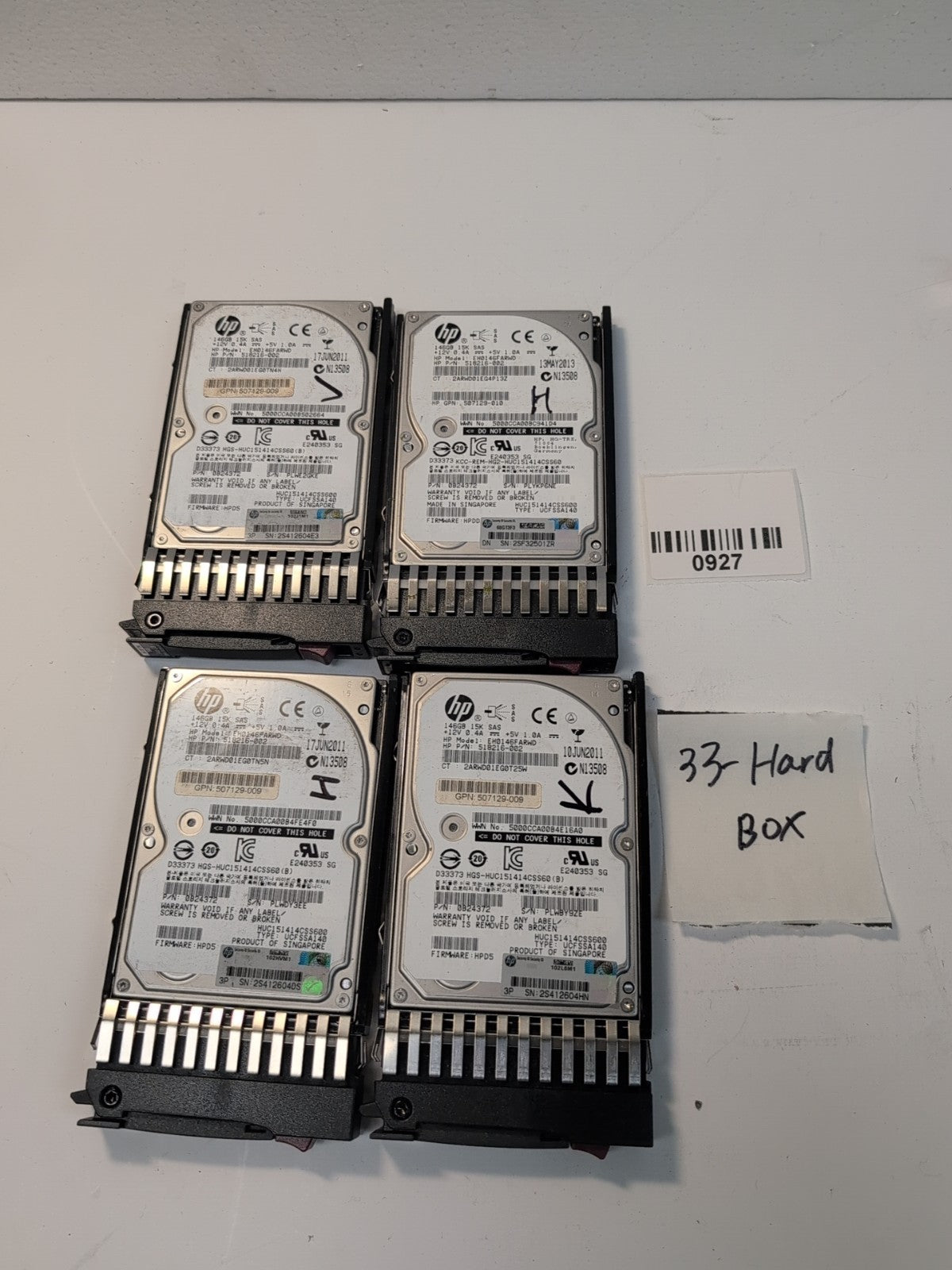4x HP 512744-001 518216-002 0B24372 2.5" 146GB 15K RPM SAS Hard Drive -