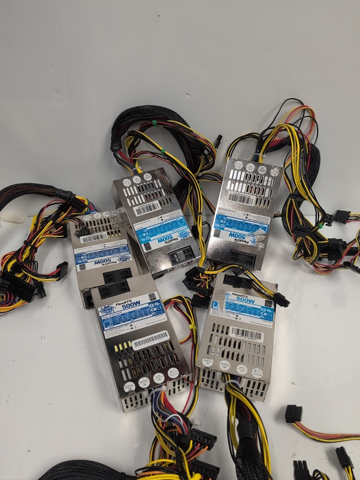 5x ATHENA POWER  AP-MFATX50P8 FLEX ATX 500W POWER SUPPLY (2X 6+2 PCIE) TESTED -