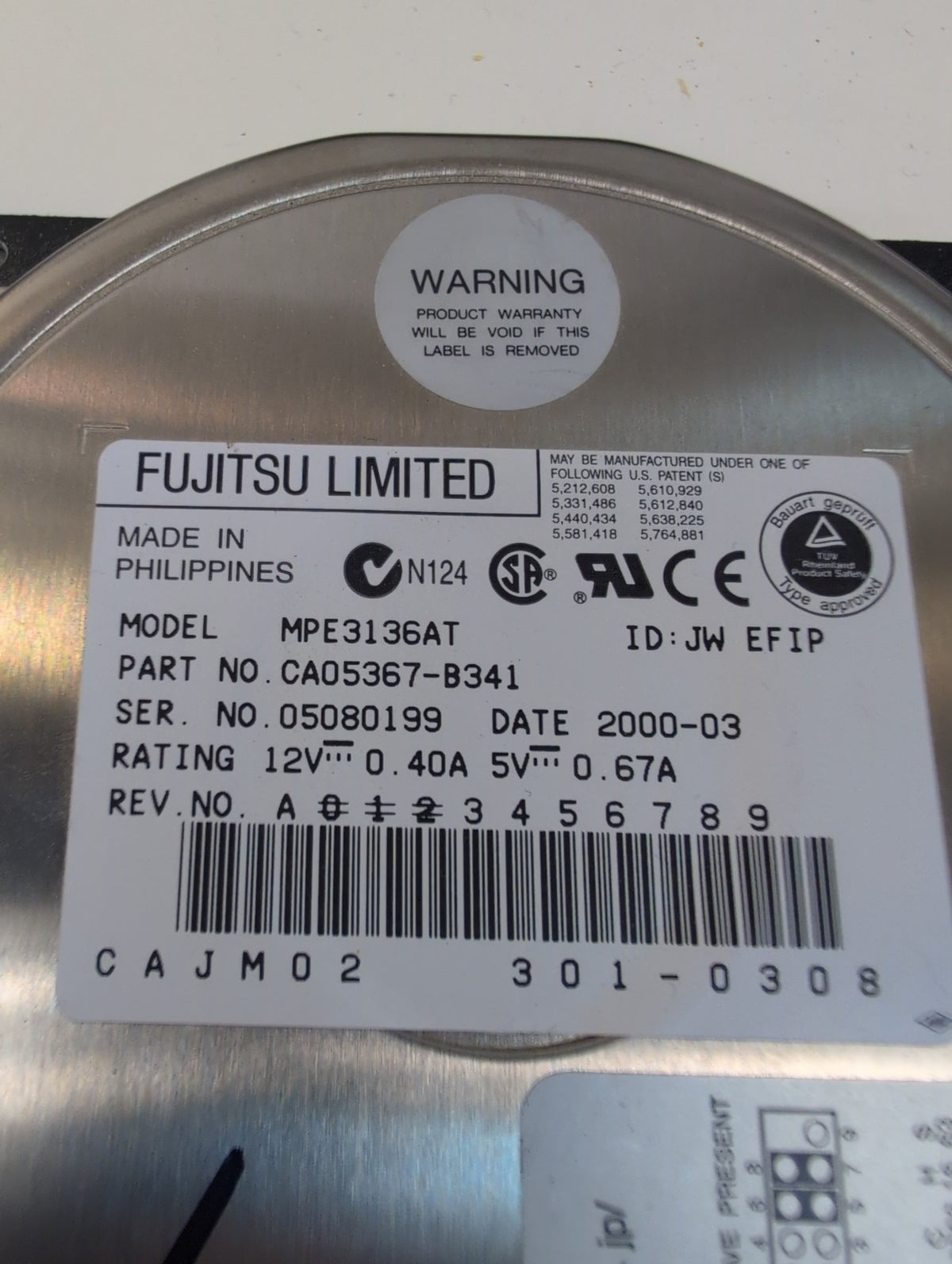 🎸 Fujitsu MPE3136AT 13.6GB IDE 3.5" Internal Hard Drive Vintage HDD