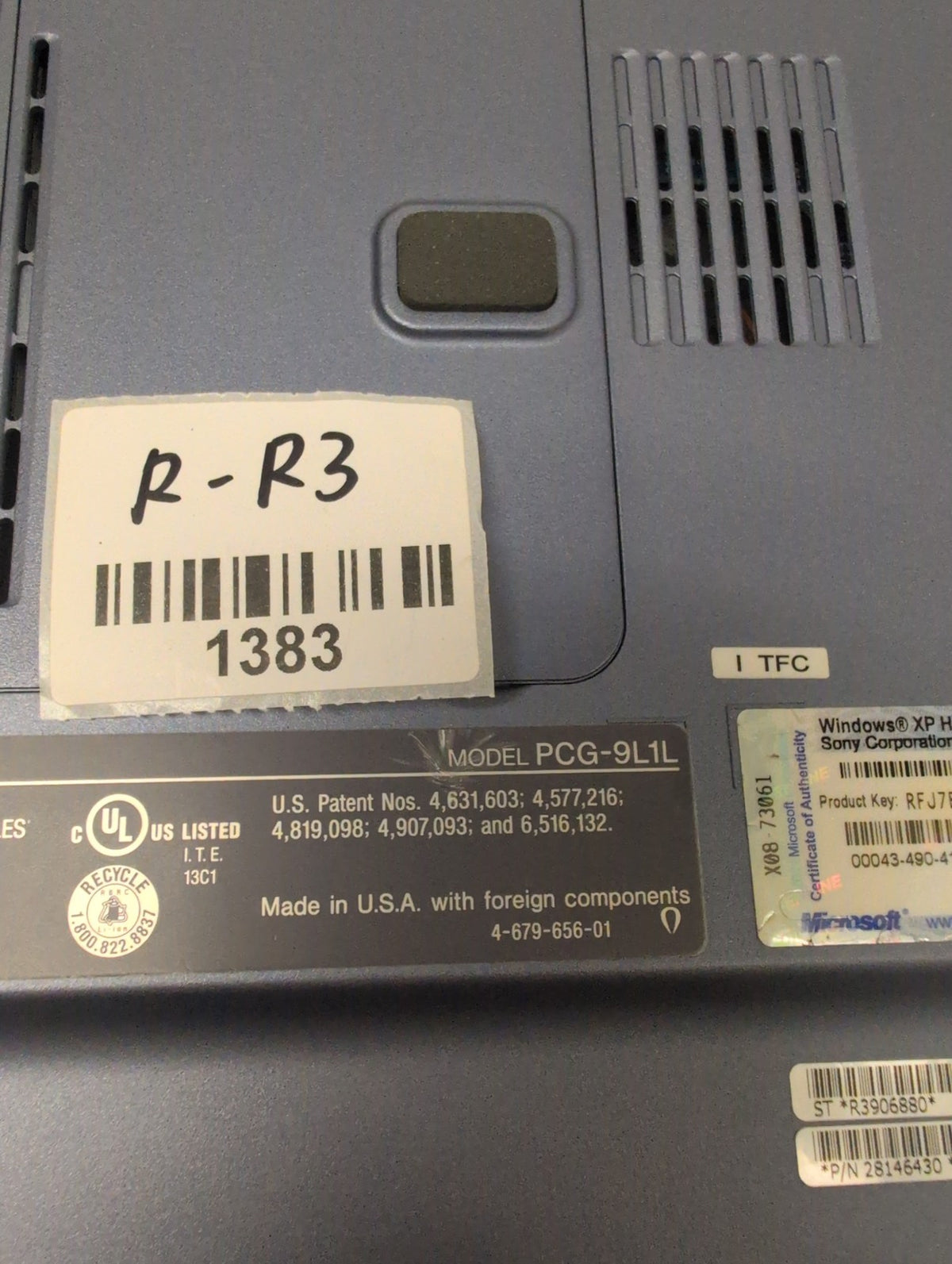 🎸 Sony VAIO PCG-9L1L PCG-FRV35 Notebook Pentium 4 2.66GHz 15" 40GB HDD WinXP