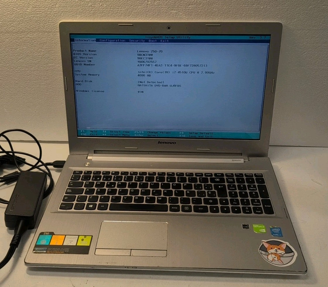 🔥 (AS IS, HINGE ISSUE) Lenovo Z50-70 15.6" LAPTOP  i7-4510U /4GB RAM/NO SSD -
