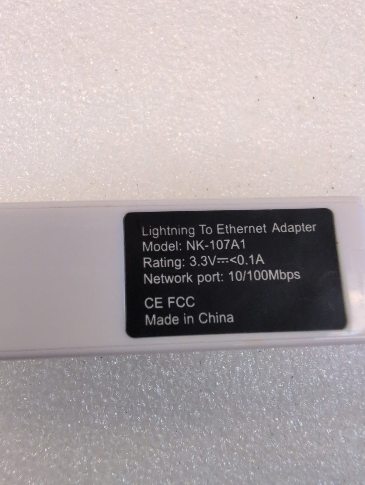 🎸 Lightning to Ethernet Adapter NK-107A1  RJ45 10/100Mbps (no MFi-Certified)