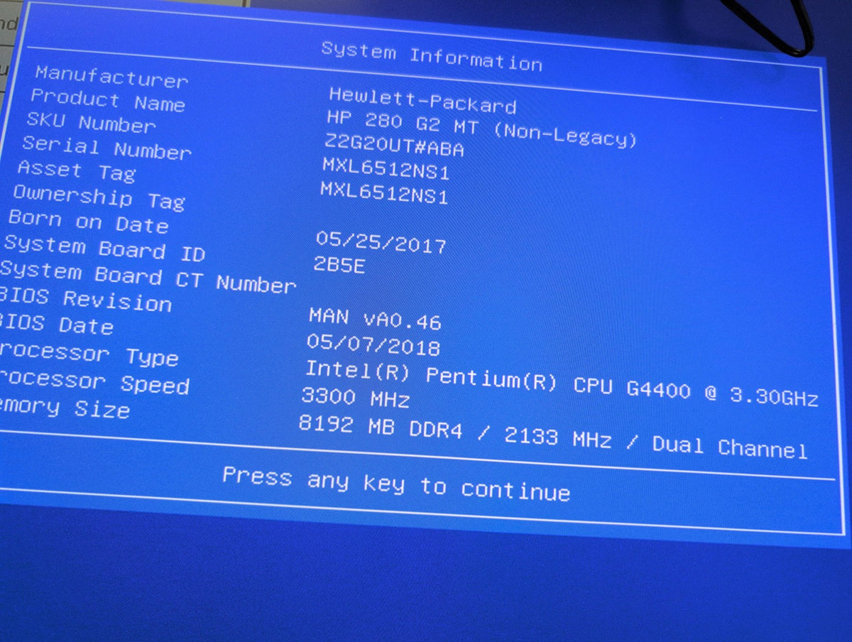 🎸 HP 280 G2 MT Desktop PC Pentium G4400 3.30GHz, 8GB DDR4 RAM, 500GB HDD, NO OS