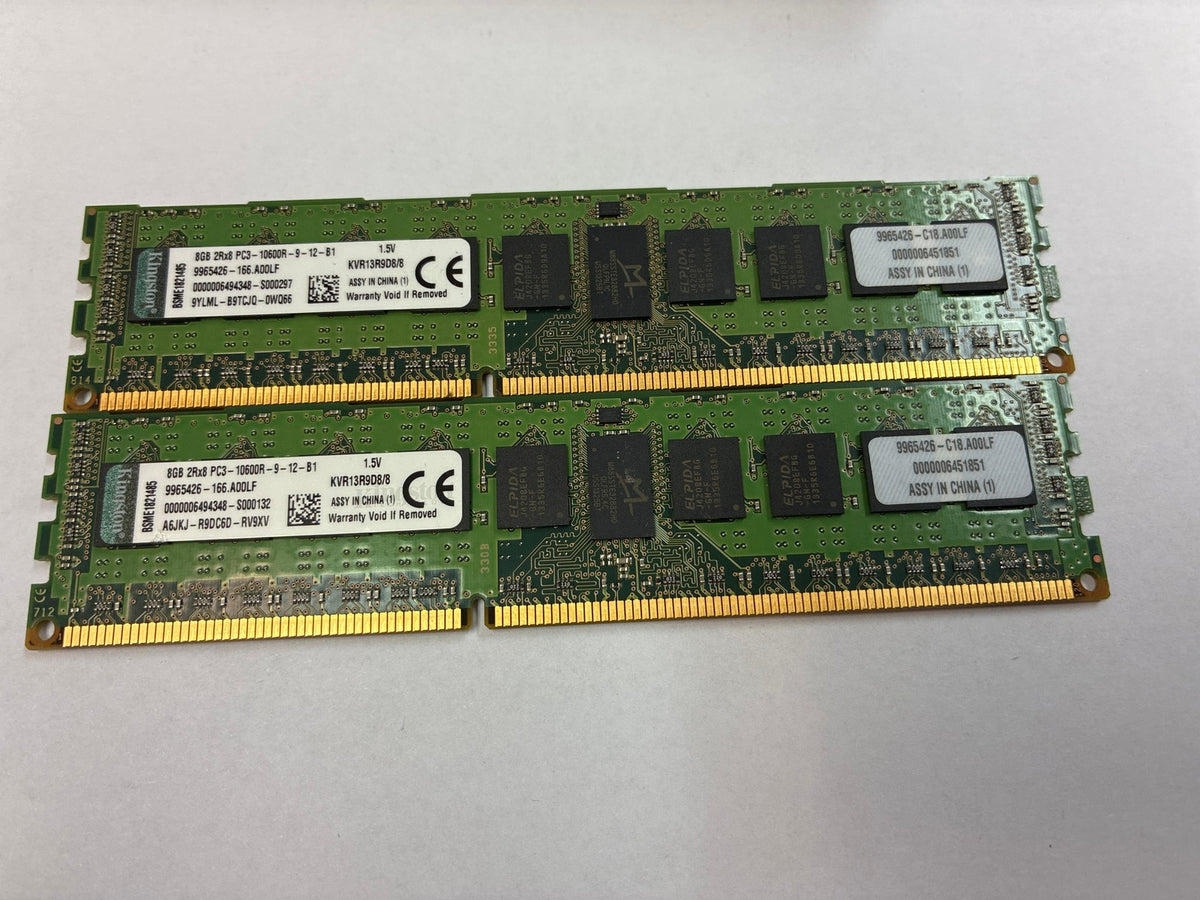 🔥 Kingston KVR13R9D8/8 8GB DDR3 ECC Registered Server RAM 2x8GB 16GB 1333MHz