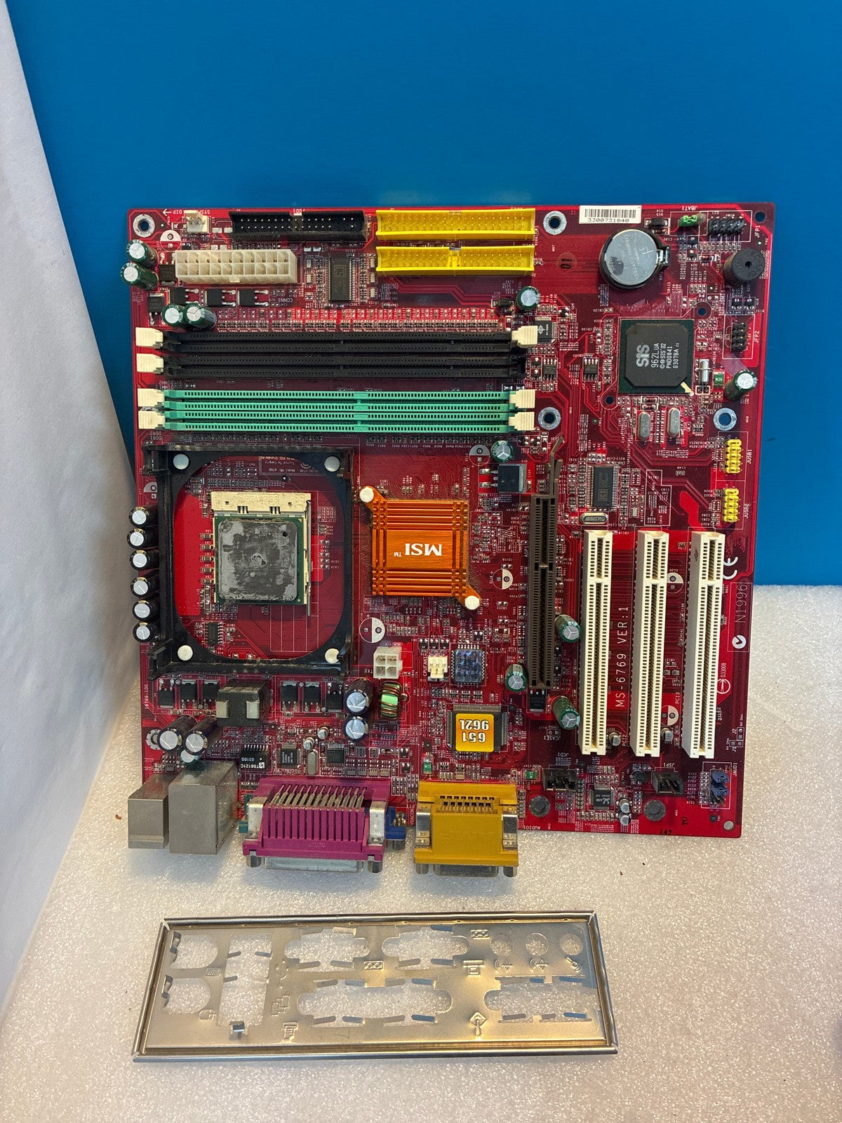 🔥 MSI MS-6769 Socket 478 ATX Motherboard Pentium 4 SiS 962LUA Red PCB IO Shield