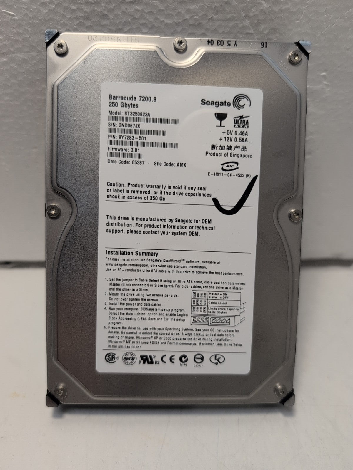 🔥 Seagate 250GB ST3250823A 3.5” IDE Desktop Hard Drive Tested -